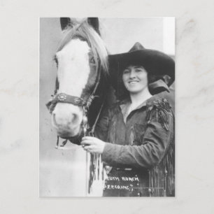 Ruth Roach and her horse. Postcard