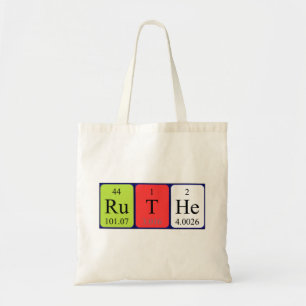 Ruthe periodic table name tote bag