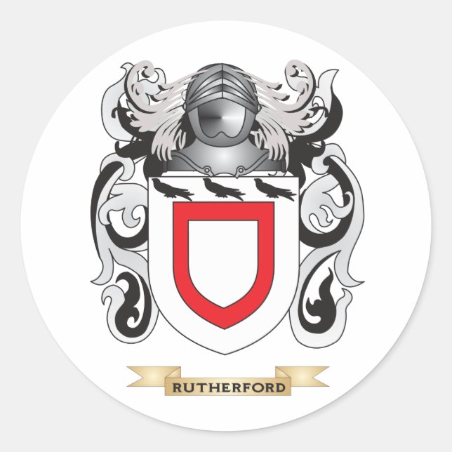 Rutherford Coat of Arms (Family Crest) Classic Round Sticker (Front)