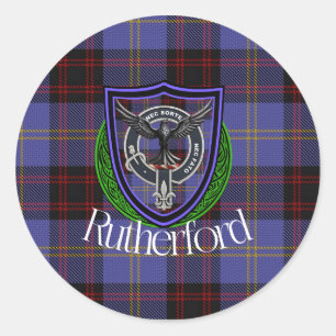 Rutherford Scottish Clan Tartan & Crest Classic Round Sticker