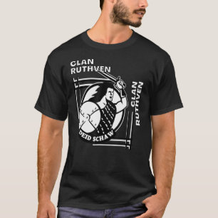 Ruthven Clan Gaelic Motto Swordsman T-Shirt