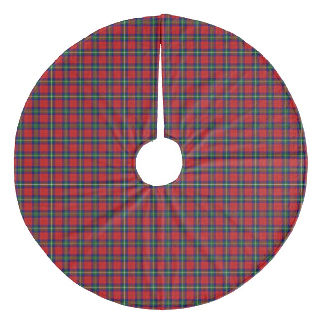 Ruthven tartan red green blue plaid fleece tree skirt (Front)