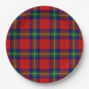 Ruthven tartan red green blue plaid paper plate