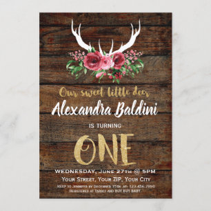 Rutic Deer Birthday Invitation
