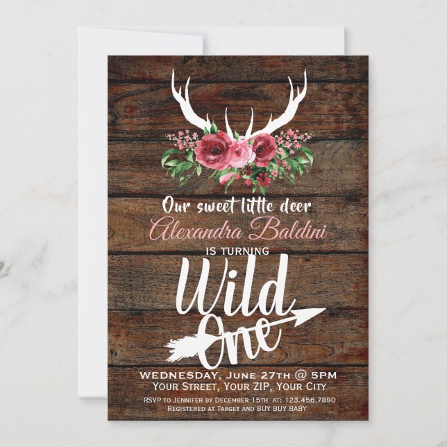 Rutic Deer Birthday Invitation (Front)