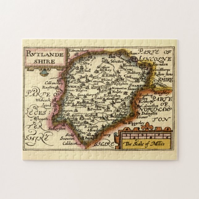 Rutland (Rutlandshire) County England Historic Map Jigsaw Puzzle (Horizontal)