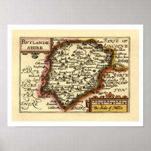 Rutland (Rutlandshire) County England Historic Map Poster