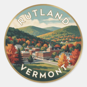 Rutland Vermont Green Mountain Travel Classic Round Sticker