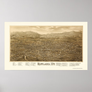 Rutland, VT Panoramic Map - 1885 Poster