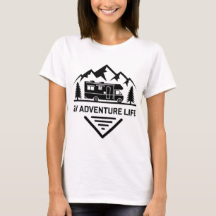 RV Adventure Life Mountain Camper Design T-Shirt