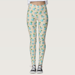 RV Beach Camping with Flamingos Leggings