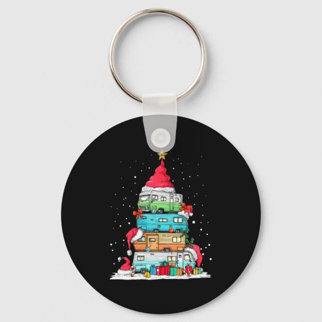 Rv Camng Camper Travel Vacation Christmas Tree Xma Key Ring (Front)
