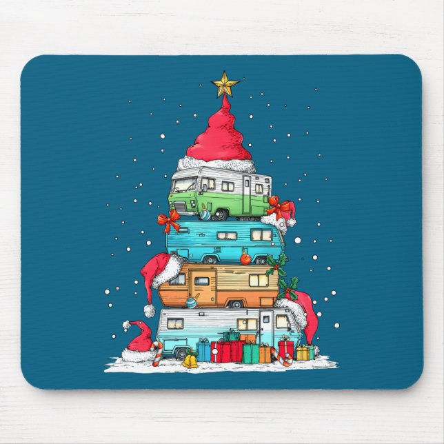 Rv Camng Camper Travel Vacation Christmas Tree Xma Mouse Mat (Front)