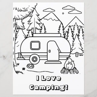 RV Camper and Campfire | Colouring Page