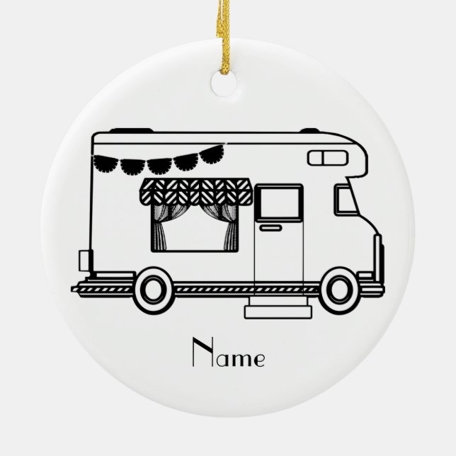 RV Camper Caravan Thunder_Cove Ceramic Tree Decoration (Back)