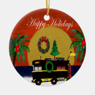 RV camper Christmas ornament from my art