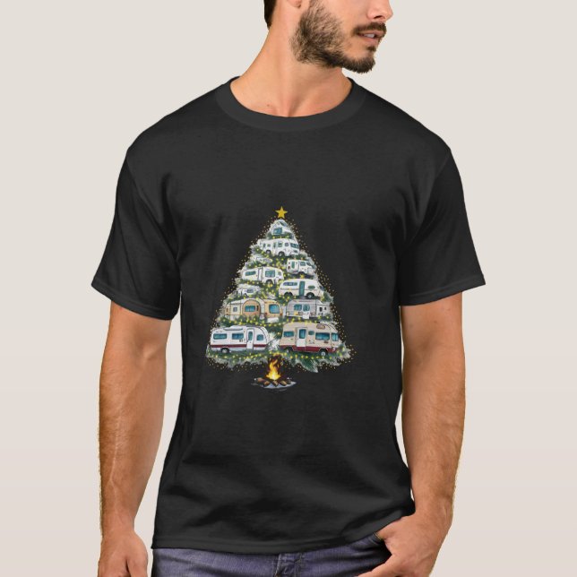 RV Camper Christmas Tree Vehicles Camping RVer Tra T-Shirt (Front)