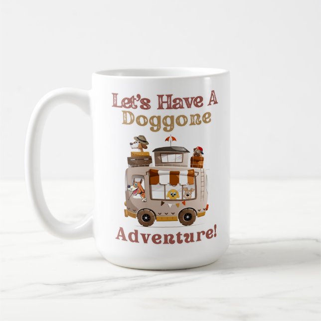 RV Camper Dog Driver Cartoon - Doggone Adventure Coffee Mug (Left)