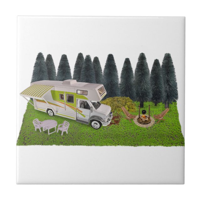 RV Camper in the Forest Tile (Front)