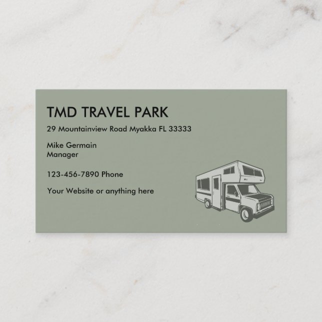 RV Camper Travel Park Business Card (Front)