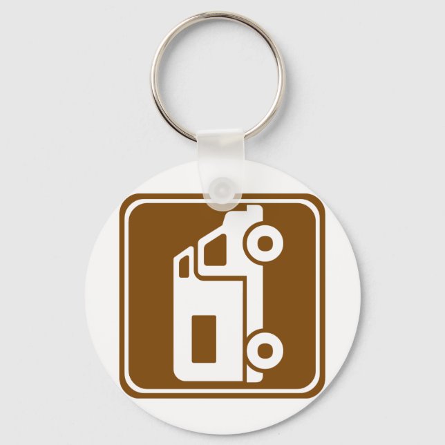 RV Campground Highway Sign Key Ring (Front)