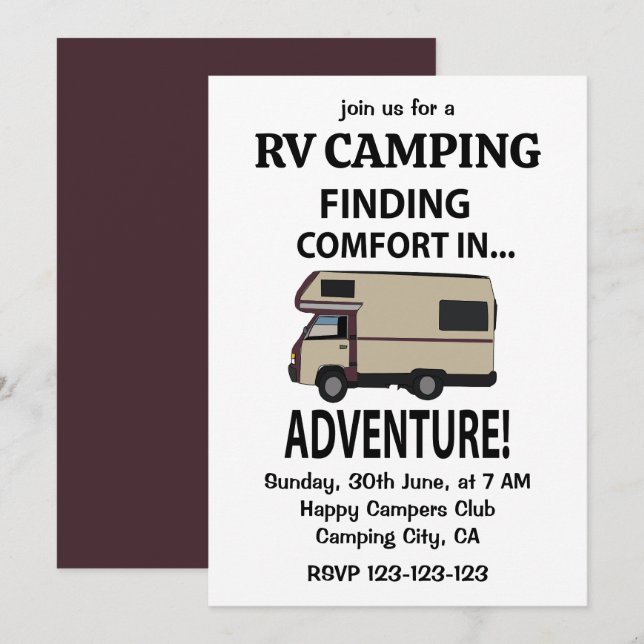 RV Camping Adventure Happy Camper Rving Invitation (Front/Back)