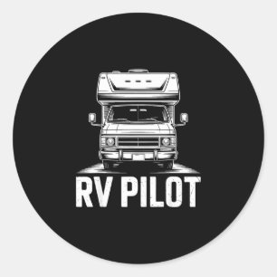 Rv camping camper road trip rv pilot adventure classic round sticker