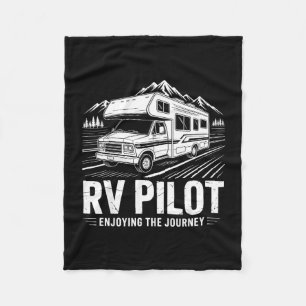 Rv camping camper rv pilot enjoying the journey fleece blanket