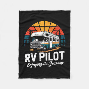 Rv camping camper rv pilot enjoying the journey fleece blanket