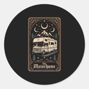 Rv camping camper the motorhome moon mountain  classic round sticker