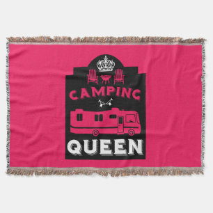 RV Camping Queen USA Throw Blanket