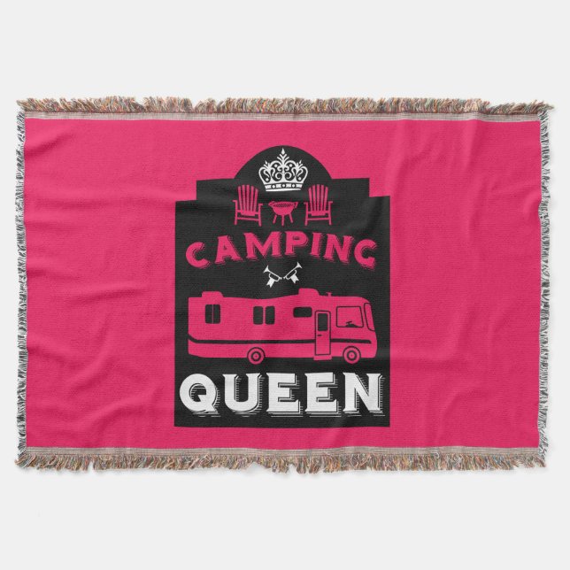 RV Camping Queen USA Throw Blanket (Front)