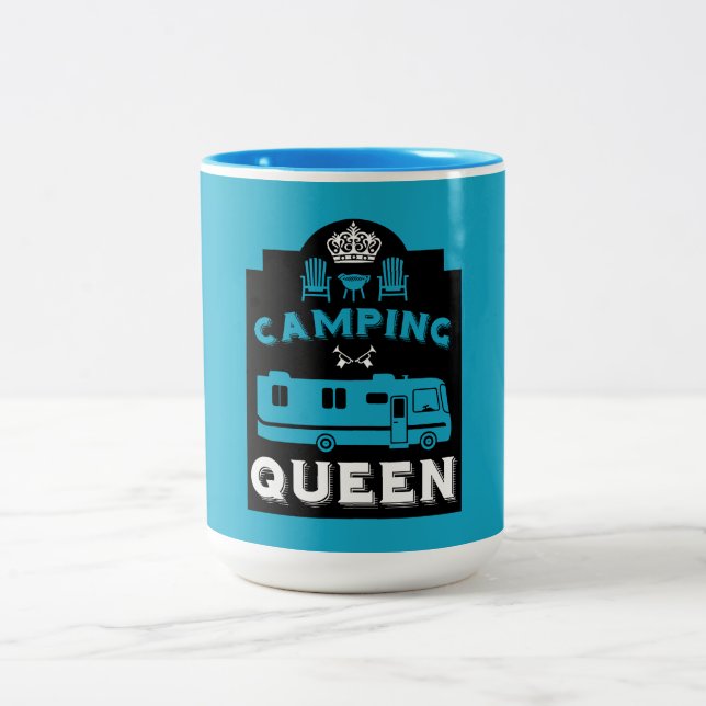 RV Camping Queen USA Two-Tone Coffee Mug (Center)
