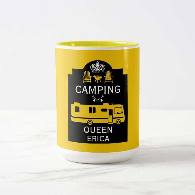 RV Camping Queen USA Two-Tone Coffee Mug (Center)