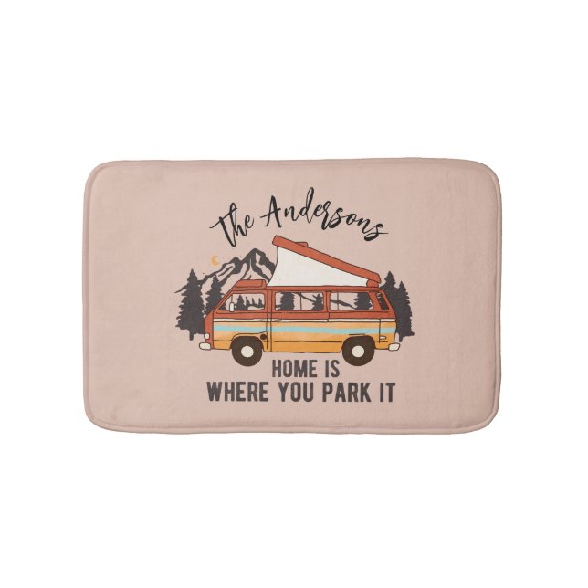 RV Camping Tent Trailer Home is Where You Park It Bath Mat (Front)