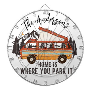 RV Camping Tent Trailer Home is Where You Park It Dartboard