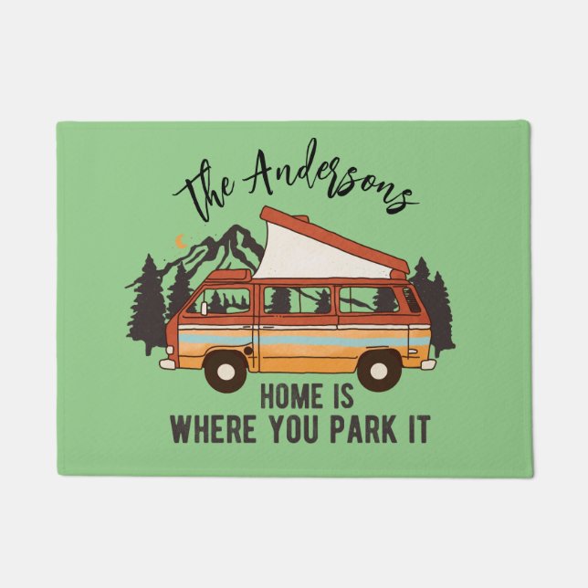 RV Camping Tent Trailer Home is Where You Park It Doormat (Front)