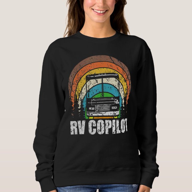 Rv Copilot Vintage Motorhome Sunset Sweatshirt (Front)