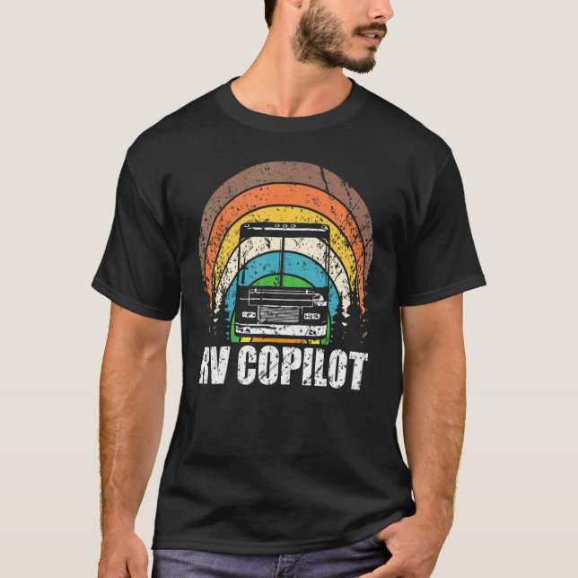 Rv Copilot Vintage Motorhome Sunset T-Shirt (Front)