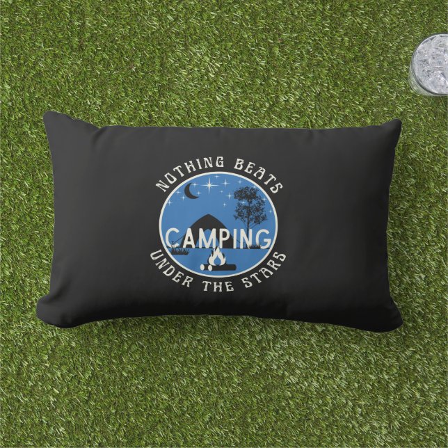 RV Décor - Black Nothing Beats Camping Under Stars Lumbar Cushion (Grass)