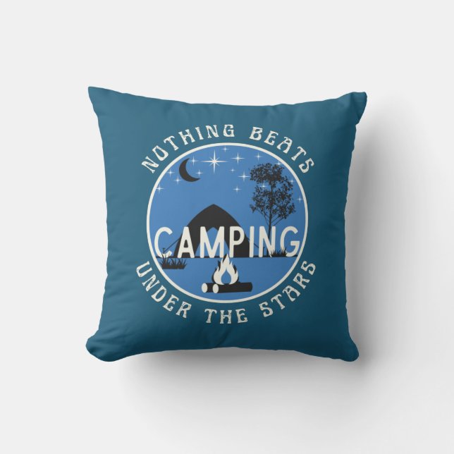 RV Décor - Blue Nothing Beats Camping Under Stars Cushion (Front)