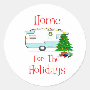 RV Home For The Holidays Classic Round Sticker