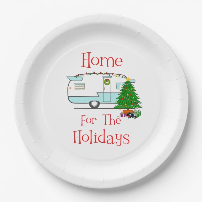 RV Home For The Holidays Paper Plate (Front)