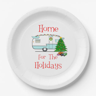 RV Home For The Holidays Paper Plate