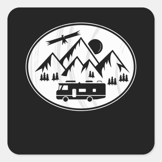 RV Motorhome in the Mountains - Hiking Holiday Square Sticker (Front)