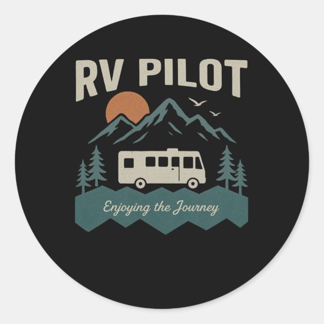 Rv Pilot Camping Retro Motorhome Travel Vacation C Classic Round Sticker (Front)