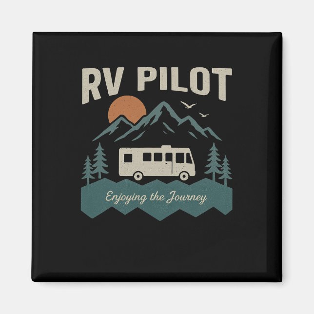 Rv Pilot Camping Retro Motorhome Travel Vacation C Magnet (Front)