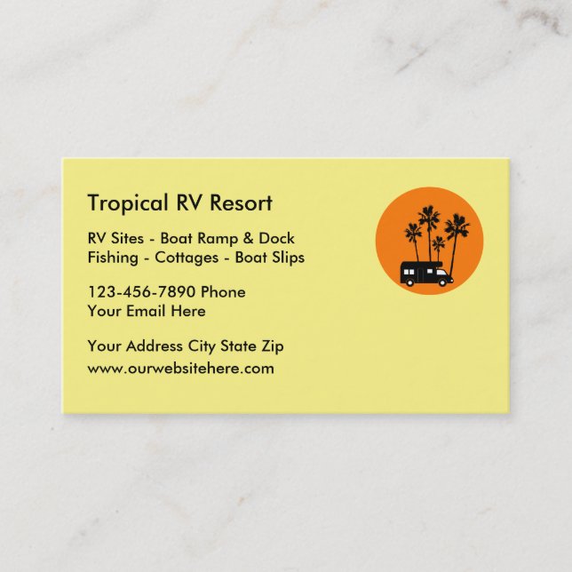 RV Resort Travel Business Cards (Front)