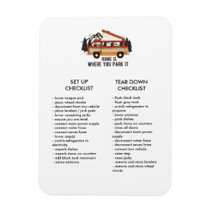 RV Trailer Editable Set Up and Tear Down Checklist Magnet