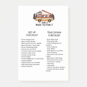 RV Trailer Editable Set Up and Tear Down Checklist Post-it Notes